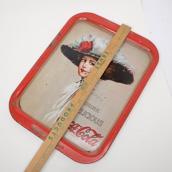 Vintage Coca-Cola Serving Trays Set of 2 Small Metal Coke Trays Retro 80s Promo - Picture 11 of 13